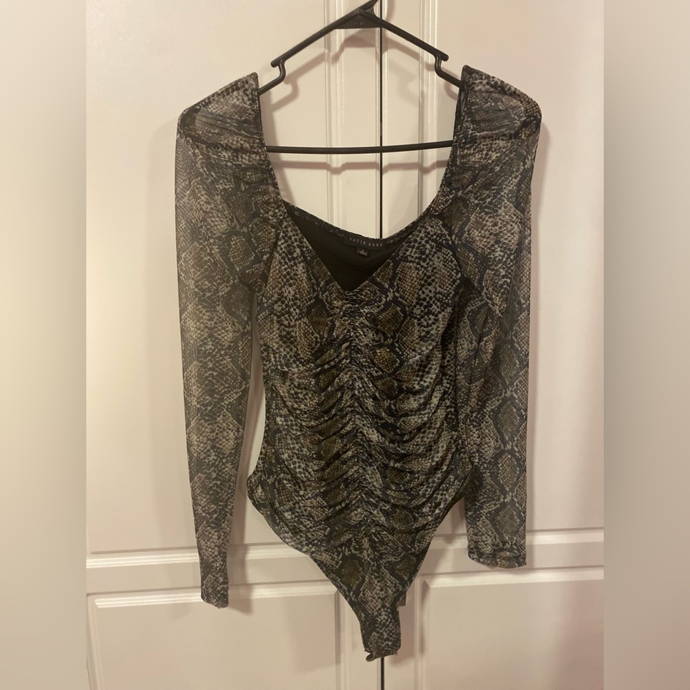 Faded Rose Snake Skin Print Body Suit